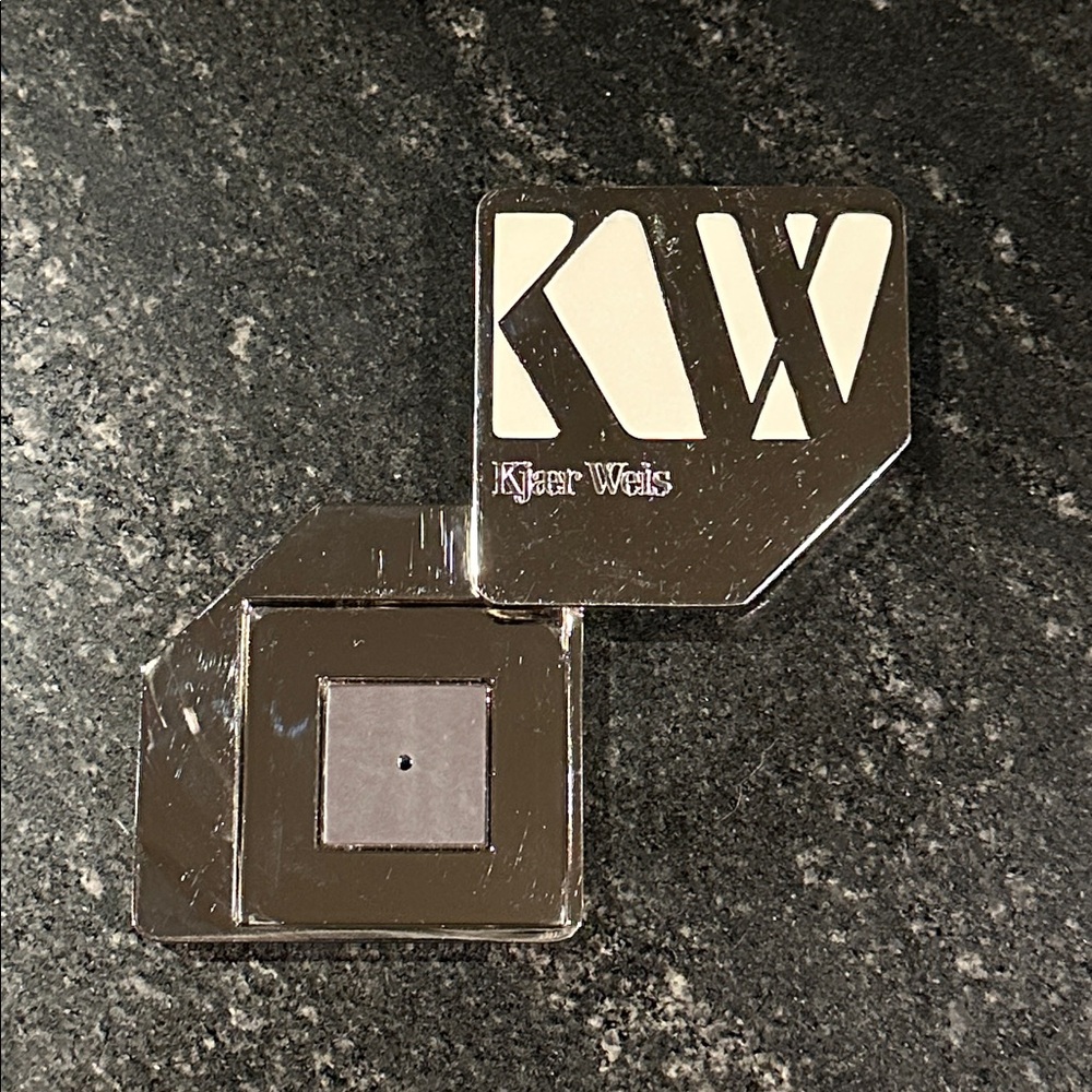 Kjaer Weis Silver‎ and White Empty Foundation Compact Holder